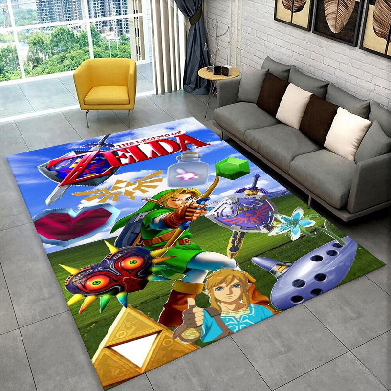 Classic Game Z-Zelda Cartoon Link Carpet Rug for Playroom Bedroom Living Room Sofa Home Decor,kid Area Rug Non-slip Floor Mat