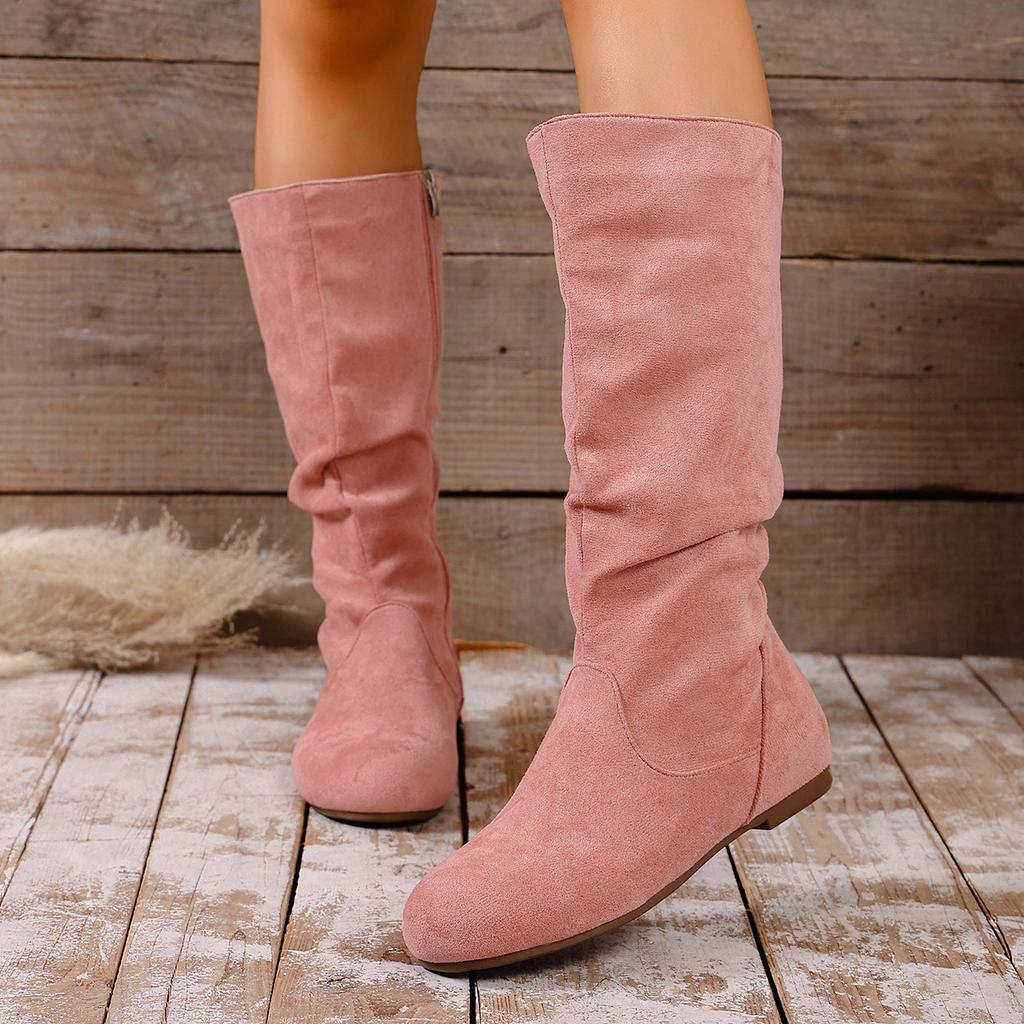 Übergrößen Schuhe für Damen 36-43 Herbst Frühling Mode Damen Plateau Bequem Rutschfest Wadenhohe Stiefel Freizeit Damenstiefel