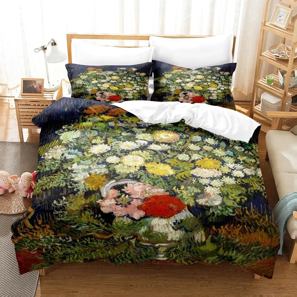 Van Gogh Oil Painting Beding Set 3D Printed Suitable for Bedrom Soft with Soft Fabric Duvet Cover Set With Pilowcases Children Kids Home Textile