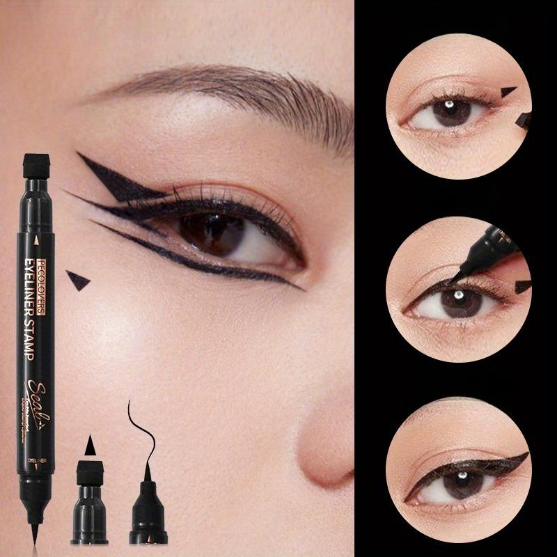 Schwarzer Eyeliner Stempel Dreieck Doppelseitiger Flüssiger Eyeliner Wasserdicht Schweißfest Schnell Trocknender Eyeliner Make-up Stempel Werkzeug Kosmetik