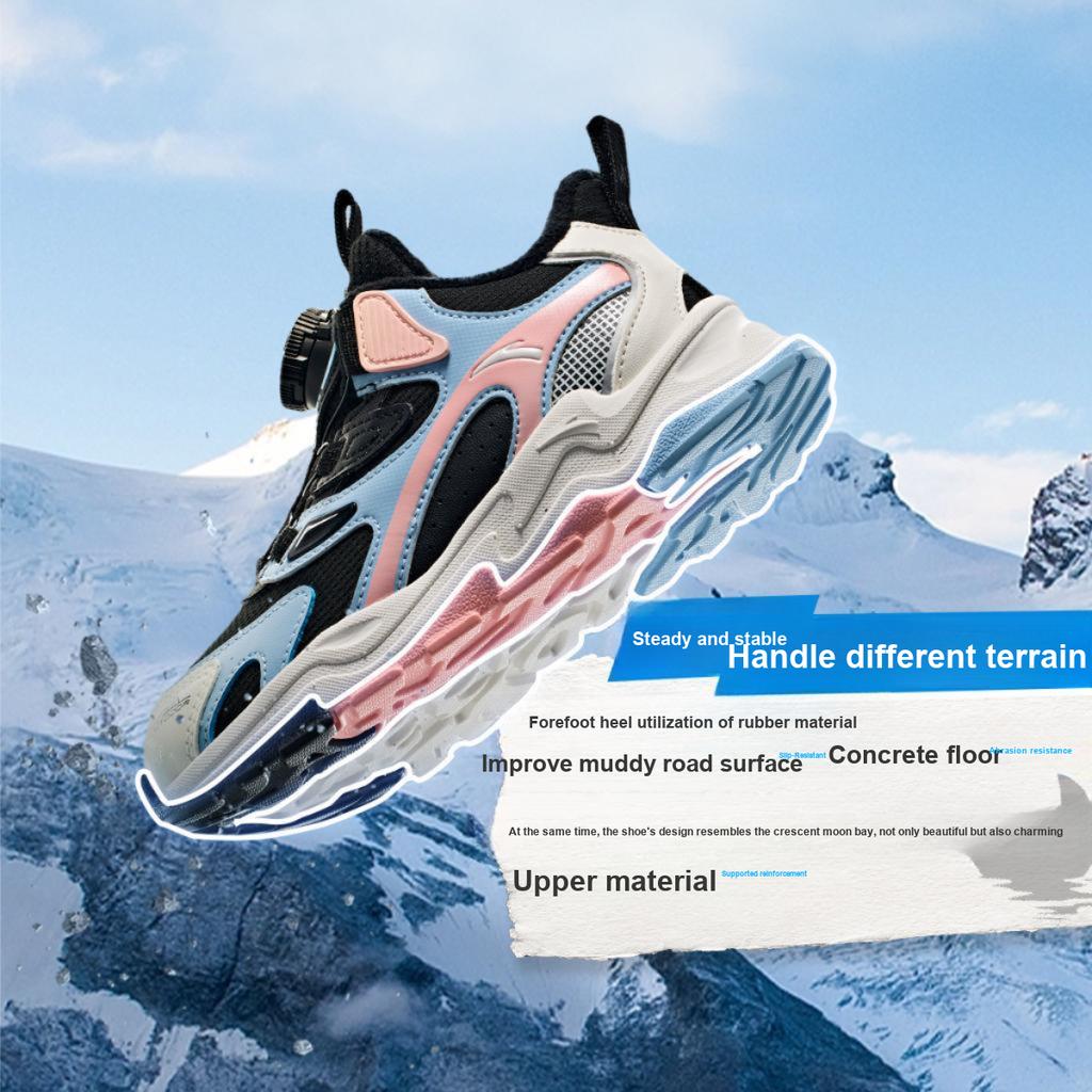 Anta Kids Trendy Fashion Fleece Lined Warm Durable Non-Slip Low Top Running Shoes Kids sneaker Black Pink A22449939-1