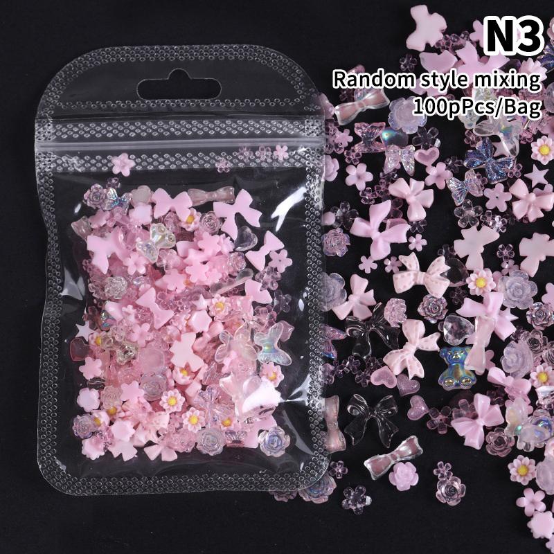100Pcs Mini Colorful Tie Nail Charms Minimalist Bowknots Sweet Style Nail Art Decorations For Women Diy French Manicure Parts