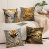 Golden Tree And Moon Abstract Painting Pillow Case Sofa Decorative Home Double-sided Printing Short Plush Cushion Pillow Cover