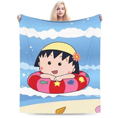 Anime Chibi Maruko Chan Blankets Flannel Print  Breathable Lightweight Throw Blankets for Bed Office Bedding Throws