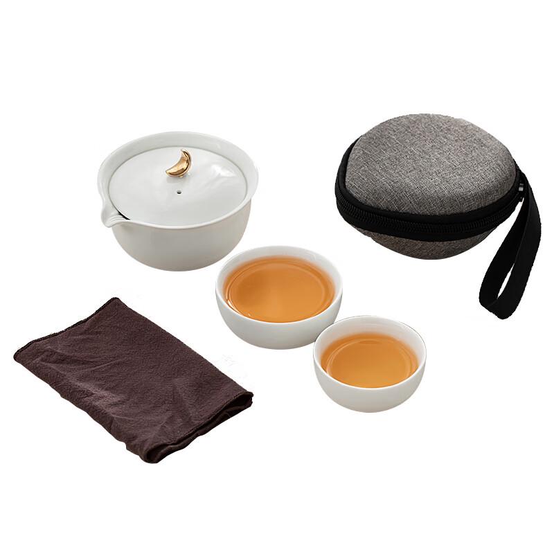 

Gold Inlaid Jade Moon Ceramic Tea Set 3-piece Set