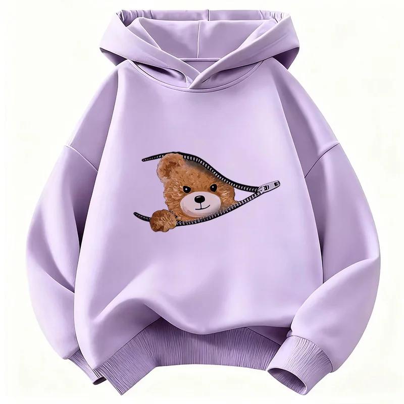 Autumn/Winter Fun Children's Hooded Sweatshirt, Cute and Fashionable Bear Casual Pullover for Boys and Girls