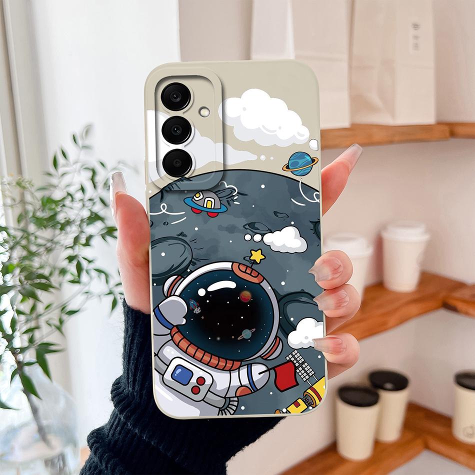For Samsung Galaxy A37 A57 A17 A07 Phone Case Cute Astronaut Smooth Liquid Silicone Full Coverage Anti Drop Soft Durable Bumper