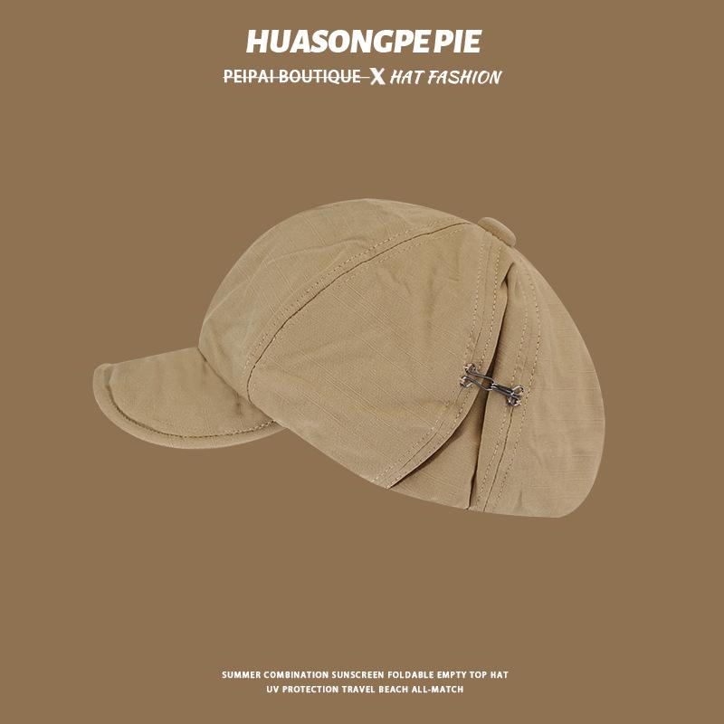 Hat, pleat, versatile, vintage painter's hat, literary casual octagonal hat, Japanese soft-brimmed hat