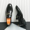 Fashion Popular Men Business Formal Shoes PU Fashion Metal Buckle Business Office Loafers European Social Shoes Size 38-46 Men Shoes