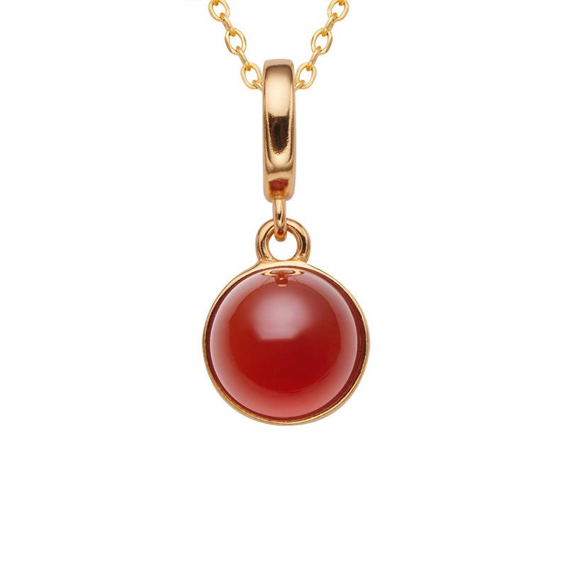 Minimalist Style Natural Hetian Jade Tiger Eye Blue Gold Agate Colored Treasure Pendant Necklace Women'S S925 Sterling Silver New Earrings