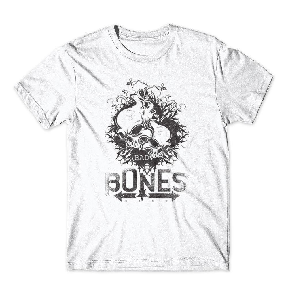 Bad Bones Crew T-Shirt. Skull Shirt 100% Cotton Premium Tee New