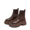 Thick-soled British Chelsea Boots Autumn and Winter New Retro Round Boots Short Boots Martin Boots Brown