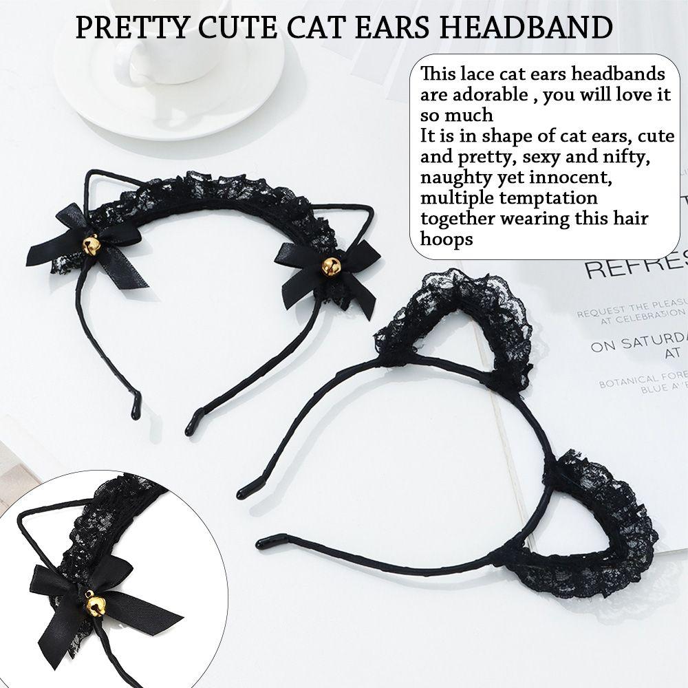 Frauen Niedliche Spitze Katzenohren Haarband Solide Schleife Haarband Stirnband Frauen Kopfschmuck Mädchen Prinzessin Tiara Haarschmuck