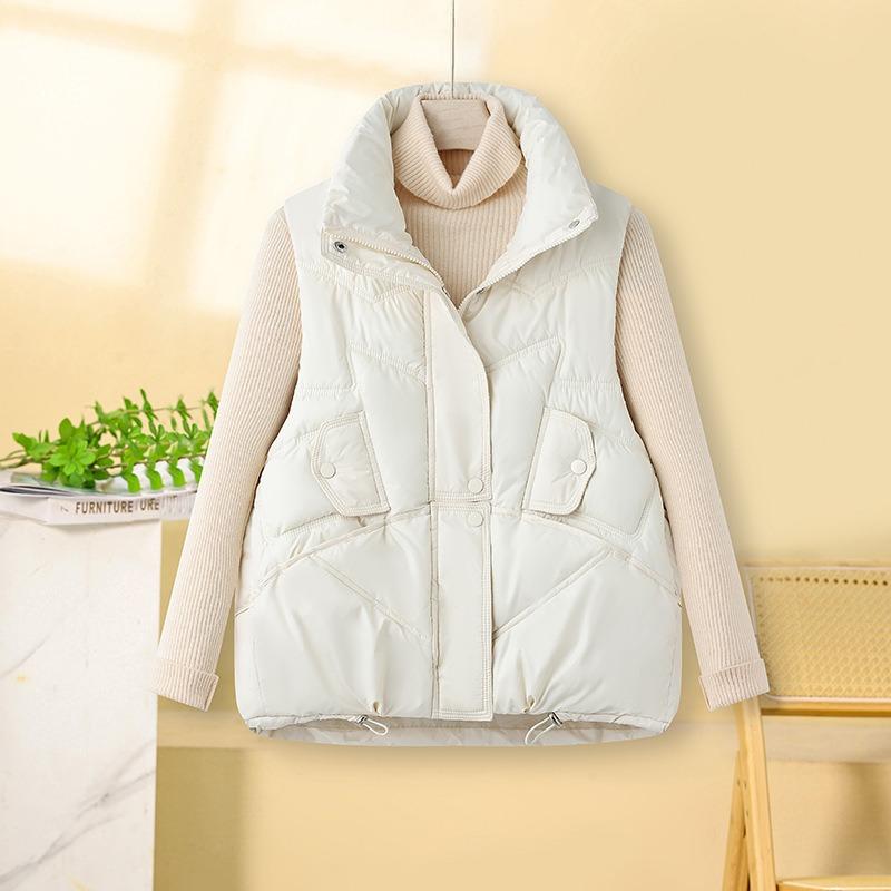 New Down Cotton Vest Women's Short Wear Vest Vest Vest Stand-up Collar Cotton Vest Jacket