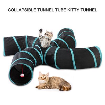 Indoor Cat Tunnel 4 Way Pet Play Tunnel Collapsible Tunnel Tube Kitty Tunnel Peek Hole Toy Pet Toys