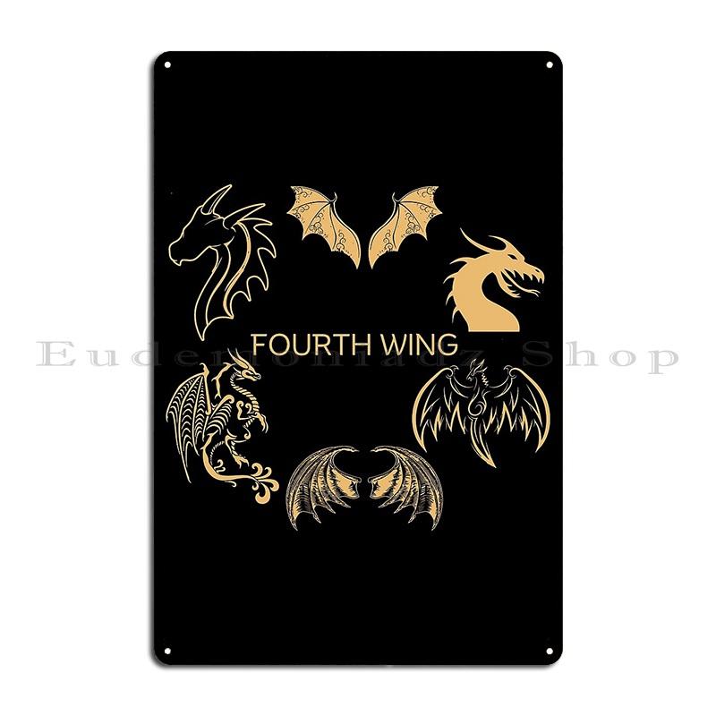 

Fourth Wing Rebecca Yarros Fantasy Bookish Metal Sign Wall Cave Retro Design Cinema Pub Tin Sign Poster 20x30cm
