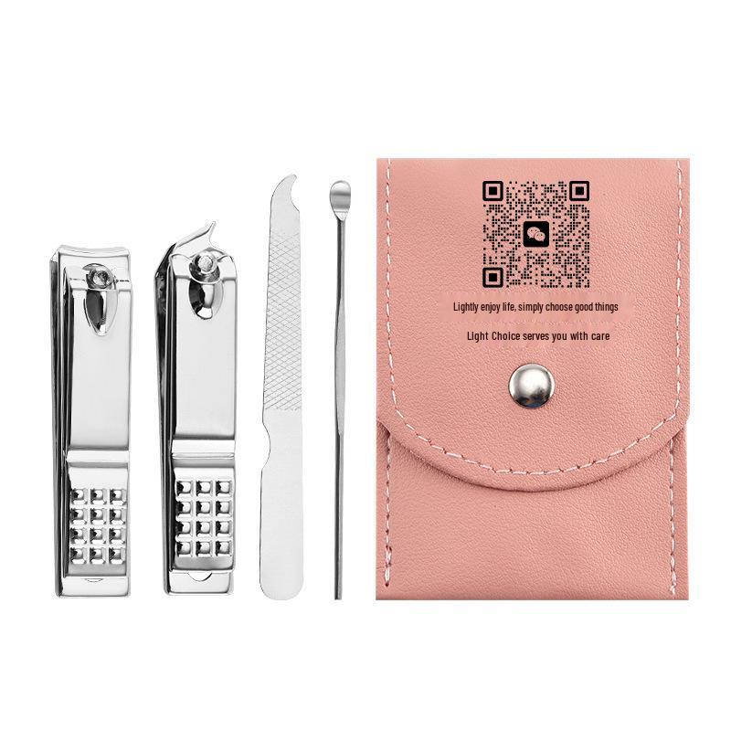 Custom 4-Piece Stainless Steel Nail Care Set: Clippers, Ear Pick, File, and Gift Option