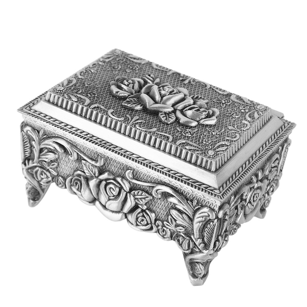Vintage Jewelry Storage Box Alloy Decorative Large Capacity Jewelry Box for Earrings Rings Ancient
