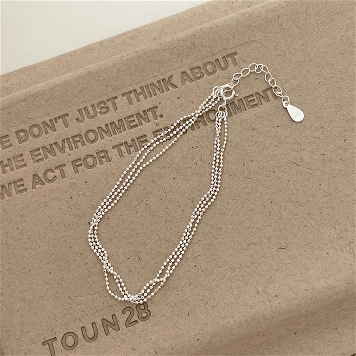 

Браслет из многослойных круглых бусин из стерлингового серебра 925 пробы с рисунком из риса, простой, новый, легкий, роскошный, нишевый, элитный, ювелирные изделия для девушек 925 silver