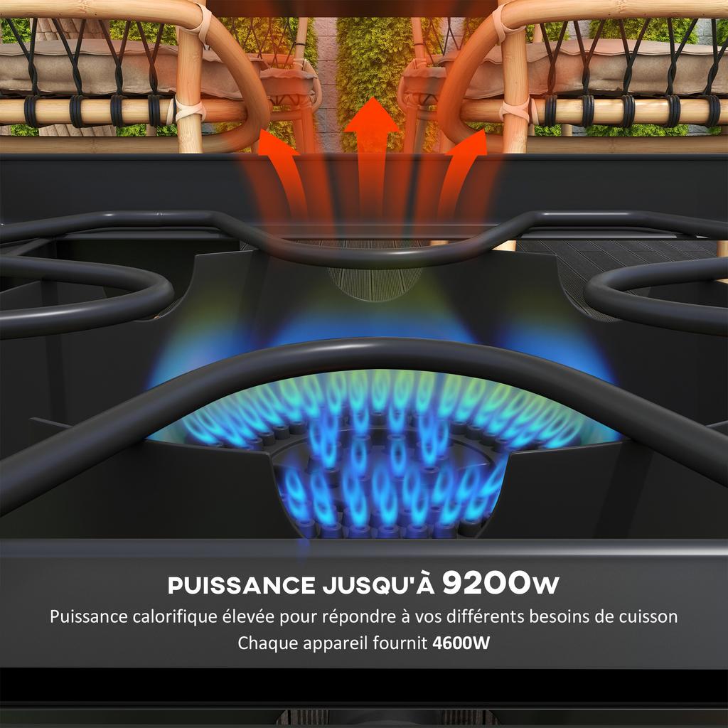 Portable Propane Stove 2 Burners 92000 BTU/h with 2 Removable Legs for Outdoor, Camping, Cast Metal