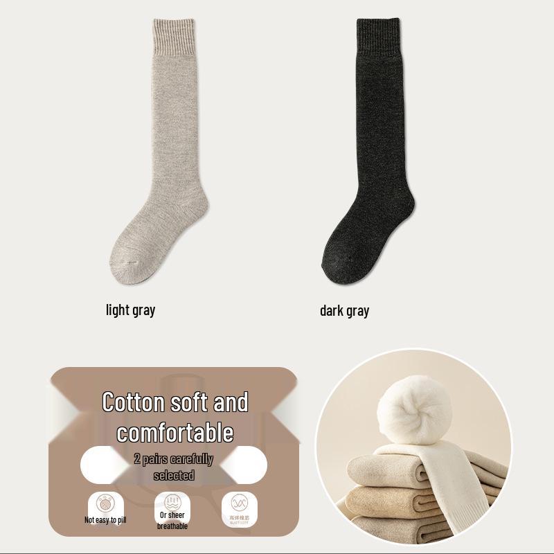Men's Wool Knee-High Socks: Warm Fleece-Lined, Thick Terry Loop for Autumn/Winter.