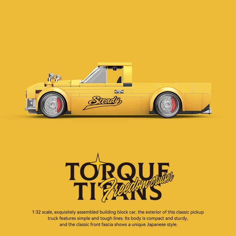 Non-Toxic City Technical Vintage Pickup Truck Car Series Building Blocks Moc Container Trucks Model Bricks Diy Toys For Kids Birthday Gift