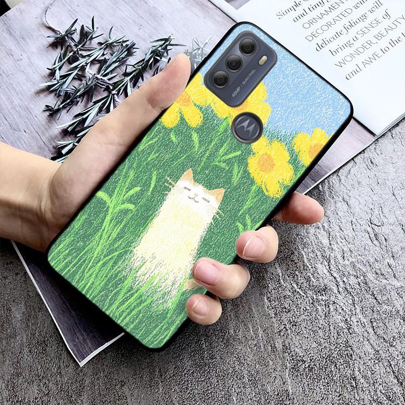 cat art aesthetic Phone Case For Moto G86 G85 G75 G15 G05 G56 G72 G53 G54 G84 G60 G31 G32 G24 G 5G G Play