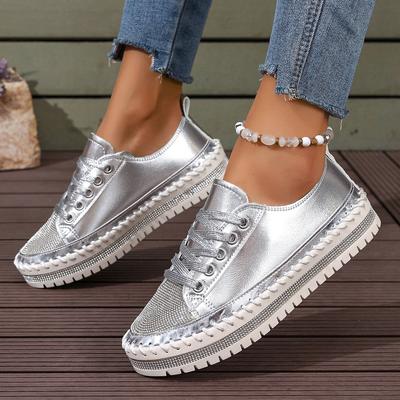 Plus Size Casual Shoe Women's New Flat Round Toe Lace-up Color-blocking Fashion Single Shoe Women for Fall 2025