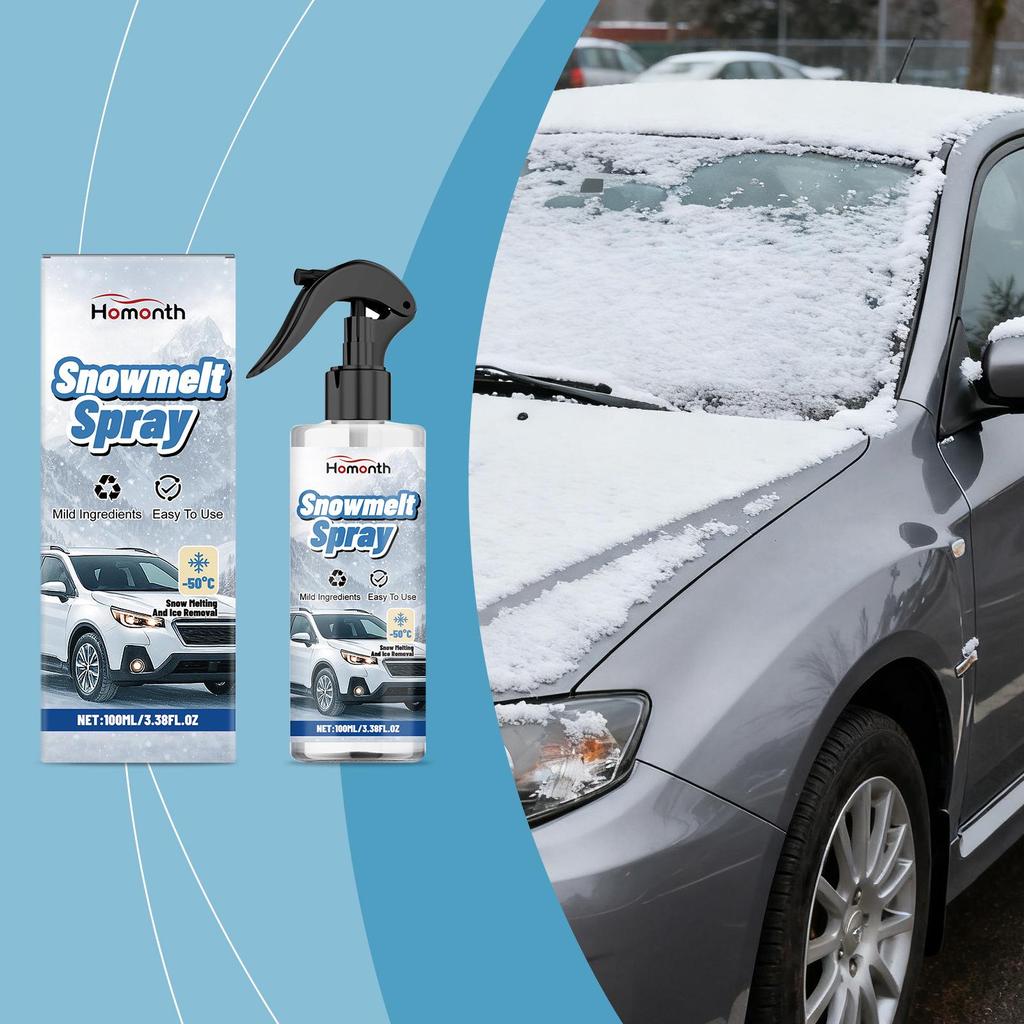 HOMONTH Car Snow Melting Spray: Quick Thaw & Frost Prevention for Windows and Refrigerator Glass Surfaces in Cold Weather