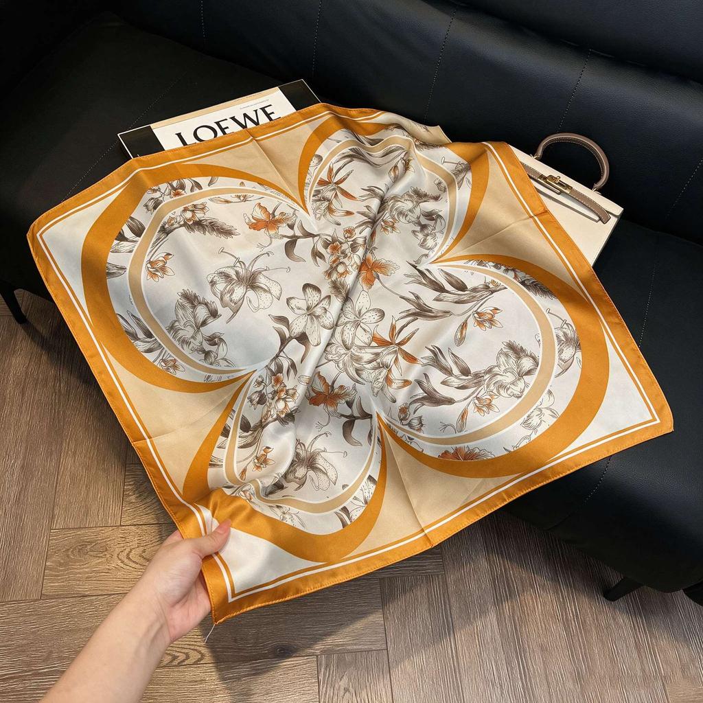 New silk satin 71 * 71 square scarf versatile foreign style simulation silk scarf middle-aged and elderly decorative scarf neck protection silk scarf