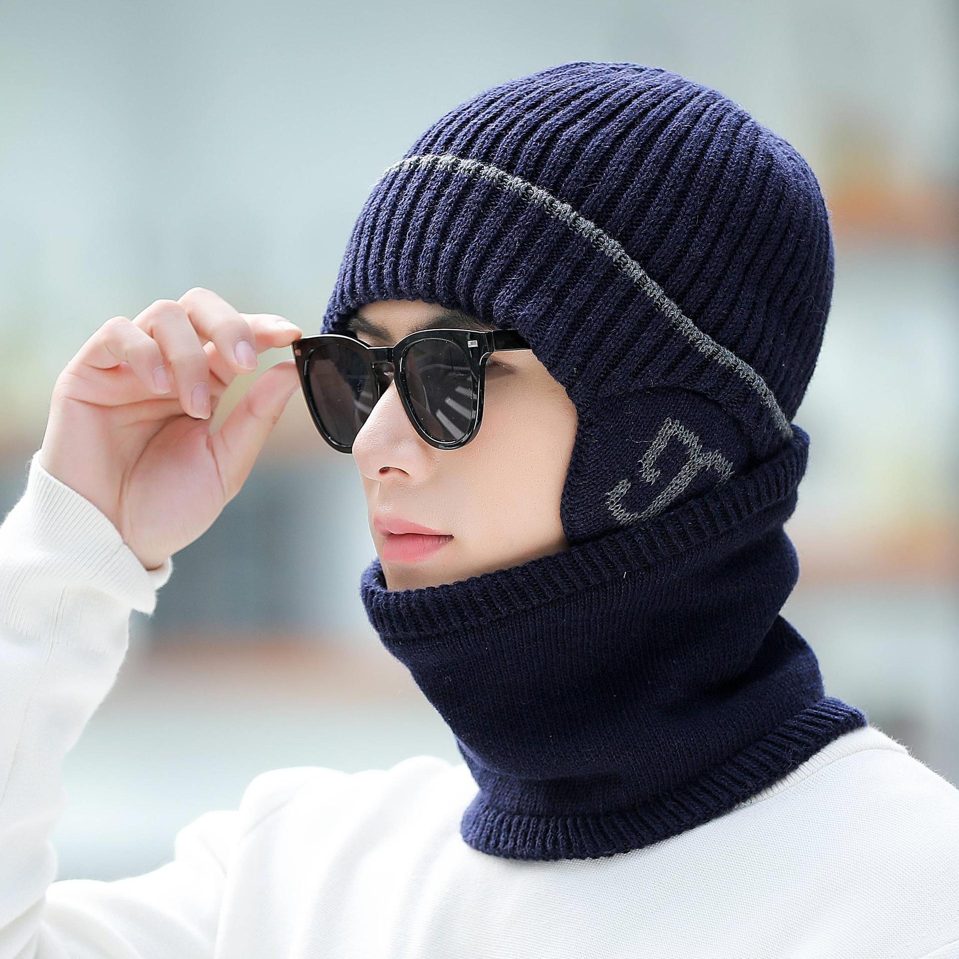 

Hats for Men Winter Warm and Cold Proof Woolen Hats Men s Knitted Hats Men s Big Head Cold Hats Boys Chaowenling Cotton Hats one size