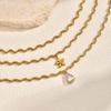 Wind Lady Collarbone Chain, Stainless Steel Wave Foxtail Chain Zircon Flower Water Drop Pendant Necklace Nc-2269