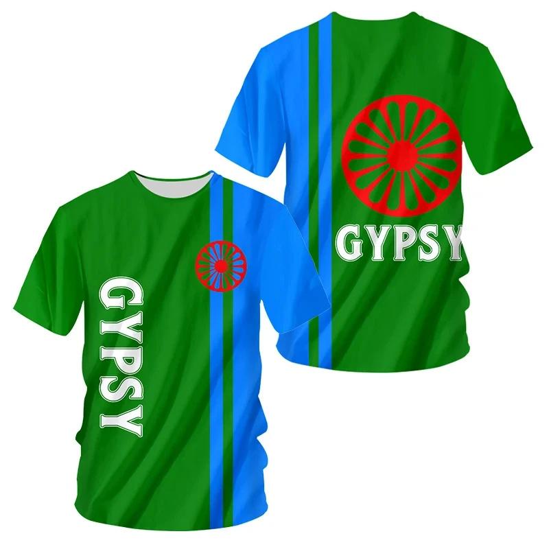 New Gypsy National Emblem Graphic T Shirt 3D Gypsy Coat Of Arms Printing T-shirts For Men Kid Fashion Streetwear Tee Shirts Tops