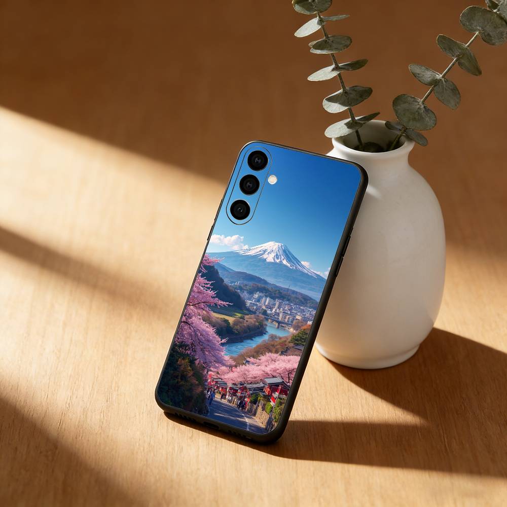 Mount Fuji Sonnenuntergang Handyhülle Für Samsung Galaxy A20,21s,22,31,32,52,53,72,73,80,91 Weiche Schwarze Hülle