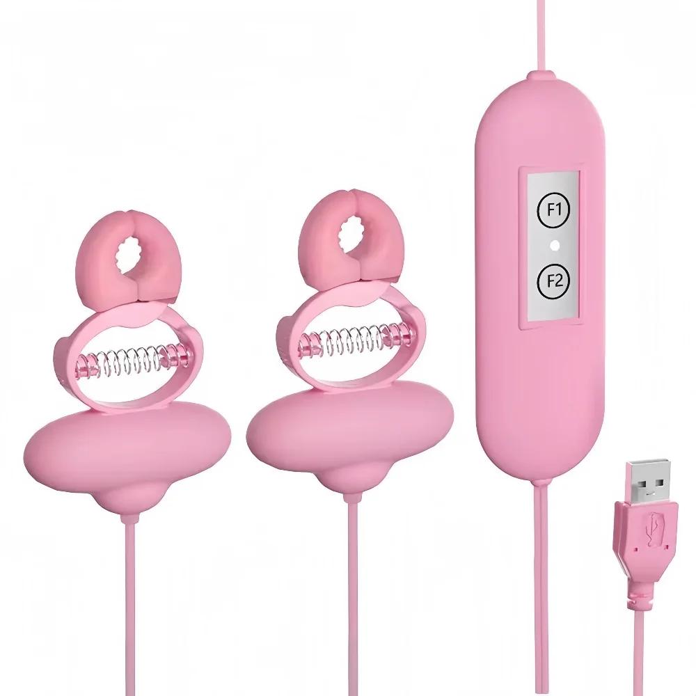 10-Gang Brustmassage-Vibrator & Elektrische Nippelklemmen – Dual-Pleasure Paarspielzeug zur G-Punkt- & Nippelstimulation