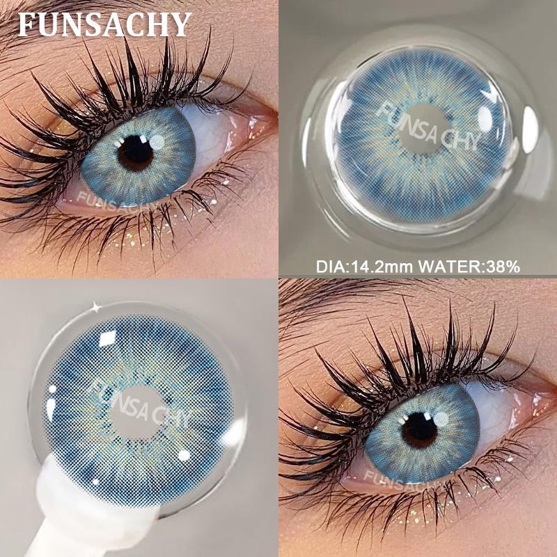 

FUNSACHY 2 шт. Цветные контактные линзы Мягкие красивые зрачки Серия IKEREL Глаза Макияж Синие линзы Высококачественные натуральные линзы Ежегодно