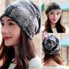 Women Hat Polyester Adult Casual Floral Hats Spring Autumn Two Used Female Cap Scarf 3 Colors