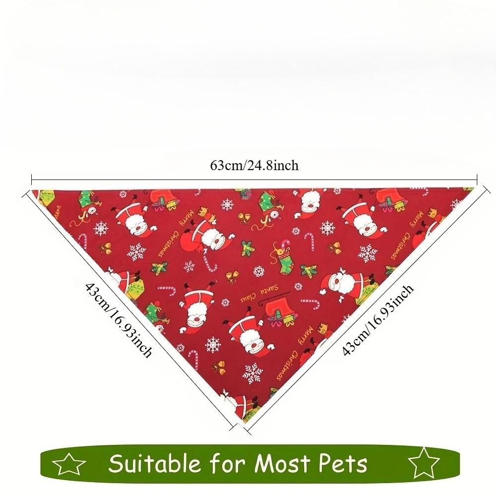 Christmas Triangle Pet Drool Towel,Santa Deer Cartoon Printed Dog Scarf Collar,Polyester Cat Bib,Dog Drool Towel | Pets Supplise