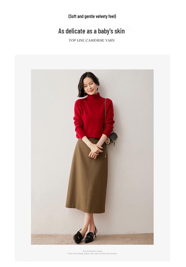 2024 Autumn/Winter Women's Cashmere High Neck Loose Knit Pullover
