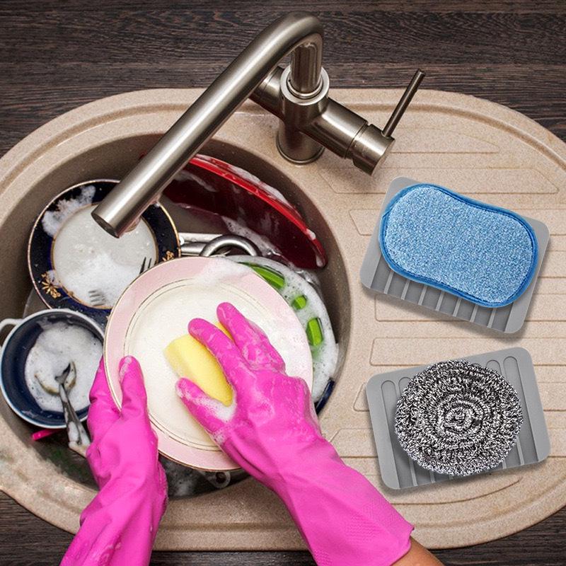 Multifunctional Silicone Soap Holder - Soft Rubber Draining Soap Dish in Solid Color белый