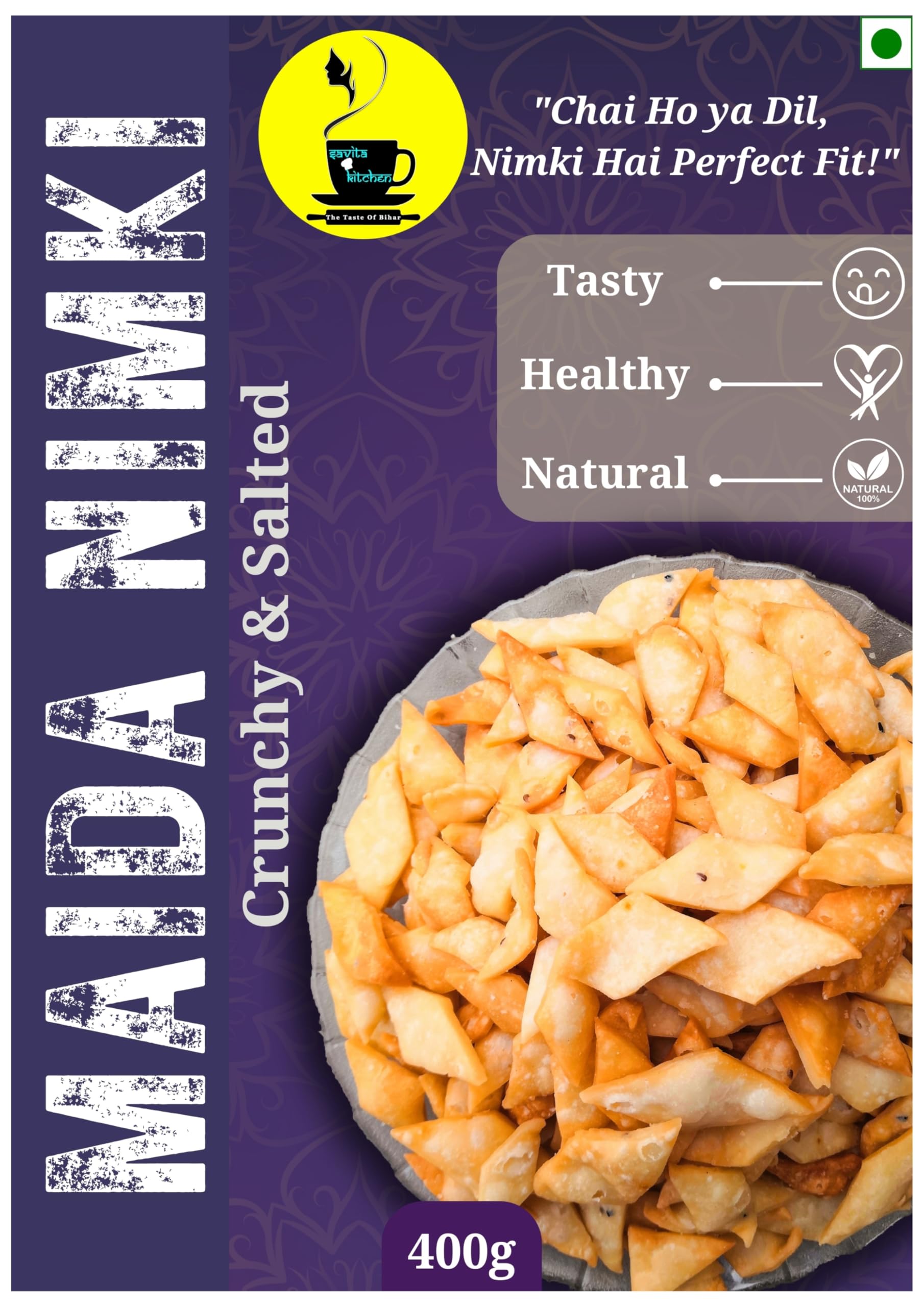 Savita Kitchen Maida Nimki | Crispy & Crunchy Homestyle Premium Namak Para | Traditional Authentic Ready-to-Eat Indian Tea/Chai Time Snack