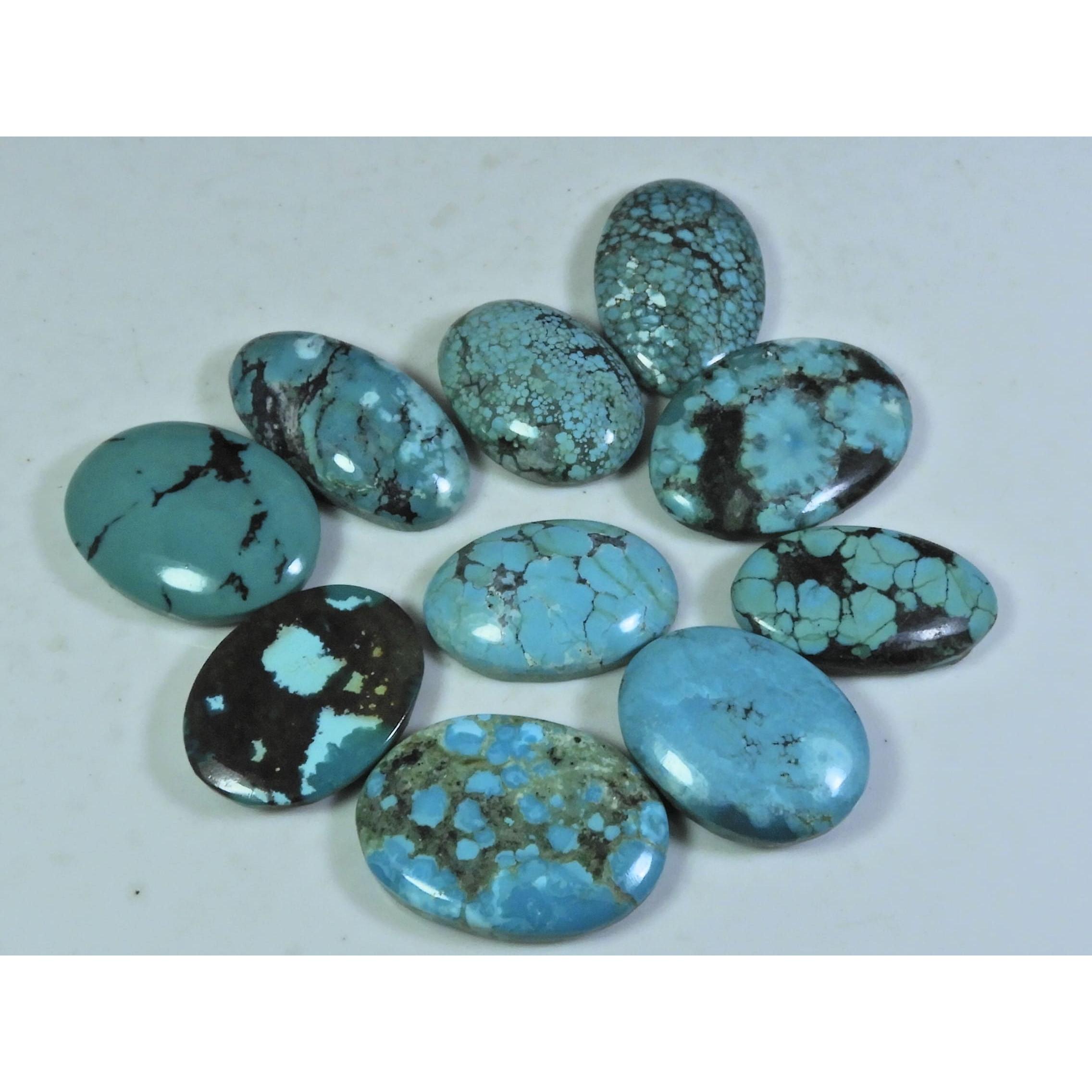 

168Cts. Натуральная тибетская бирюза овальный кабошон рассыпной драгоценный камень лот 10 шт. C-203
