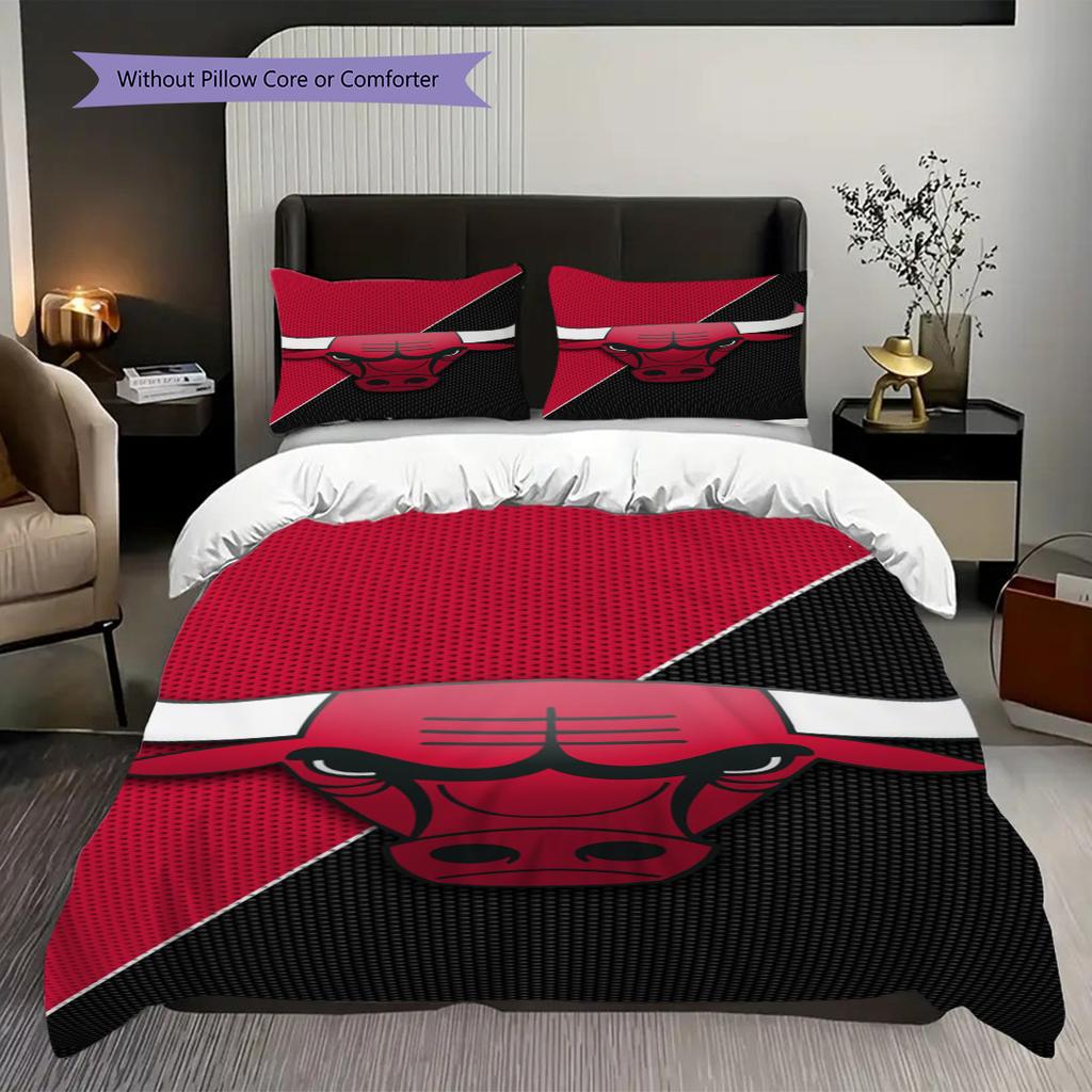 Set da tre pezzi Logo Chicago Bulls(1 * copripiumino + 2 * federa, senza nucleo) Copripiumino e federa regalo di Natale compleanno
