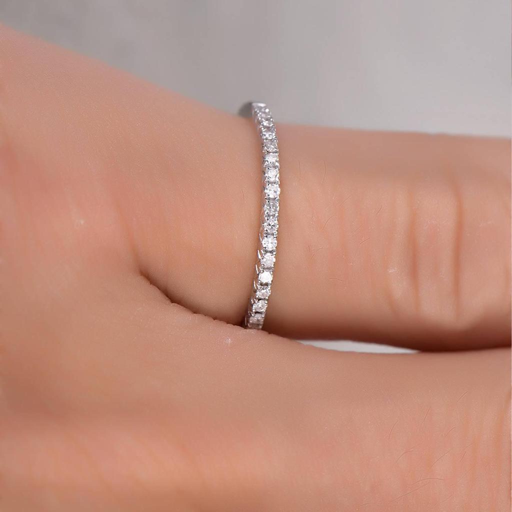 Women's Stackable Thin Ring with Small Diamonds