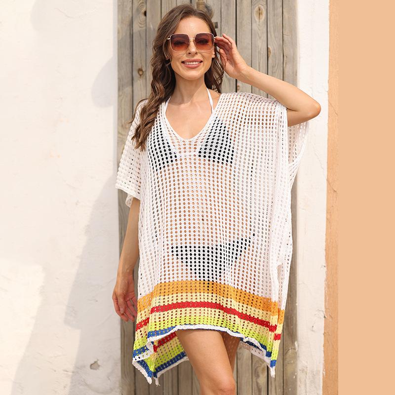 

Новое весенне-летнее свободное пляжное ажурное бикини женское платье one size белый