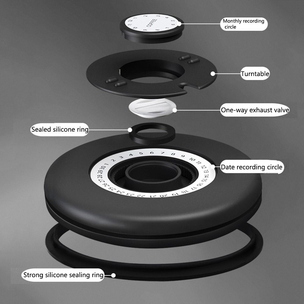 Nerezová vzduchotěsná dóza na kávu Sledovač data Nádoba na skladování potravin Nádoba na kávu Kuchyň