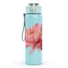 1PC Single Pink Lotus Bloom Art 750ml Color Plastic Sports Water Bottle Leakproof Flip Straw Lid For Sports Office Home Use