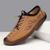 One-pedal Lightweight Men's Leather Shoes, New Anti-collision Toe, Fashionable Casual Soft Sole Trendy Men's Leather Shoes