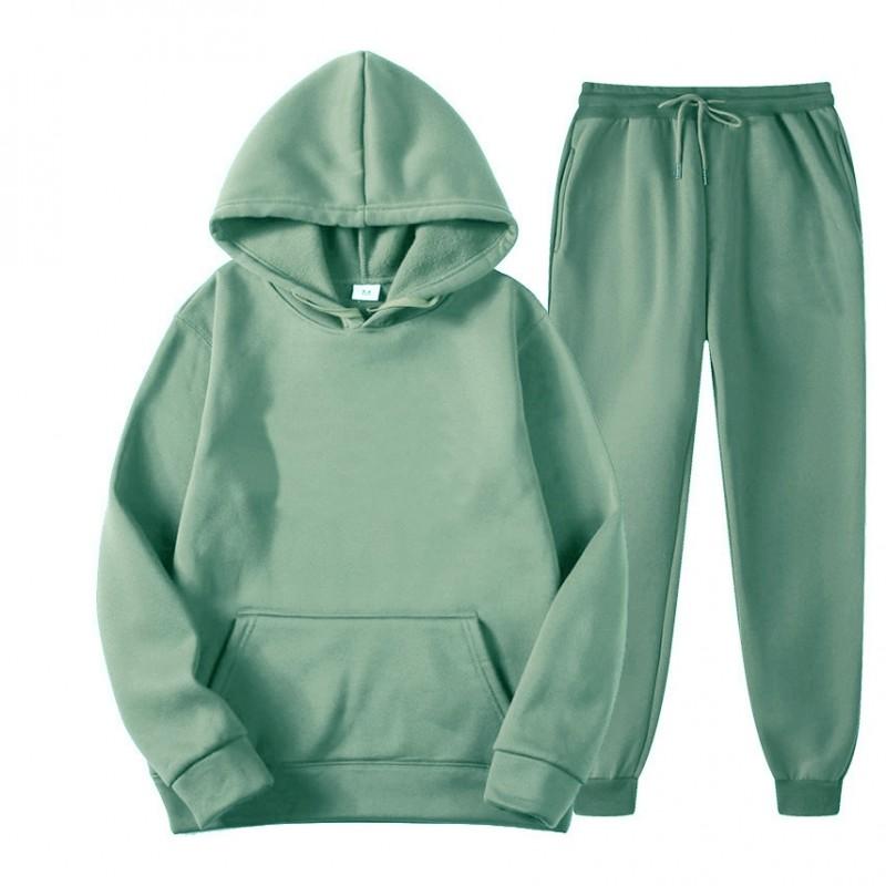 Einfarbiges Hoodie-Set Herren Damen Freizeit-Sportbekleidung Schlichtes Sweatshirt Jogginghose