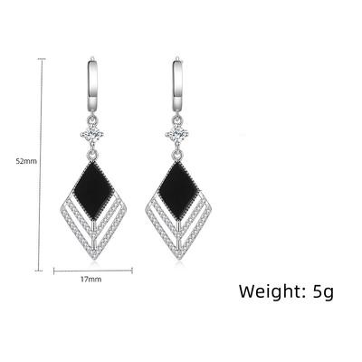 925 Sterling Silver Long Earrings Flow Retro Zircon Diamond Long Earrings Lady Fashion Jewelry Gift